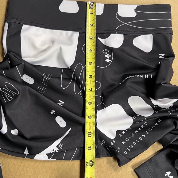 Nike AIR Dri-FIT All Over Print Leggings Blk Wht Athletic Swoosh Icon Sportswear - Picture 9 of 13